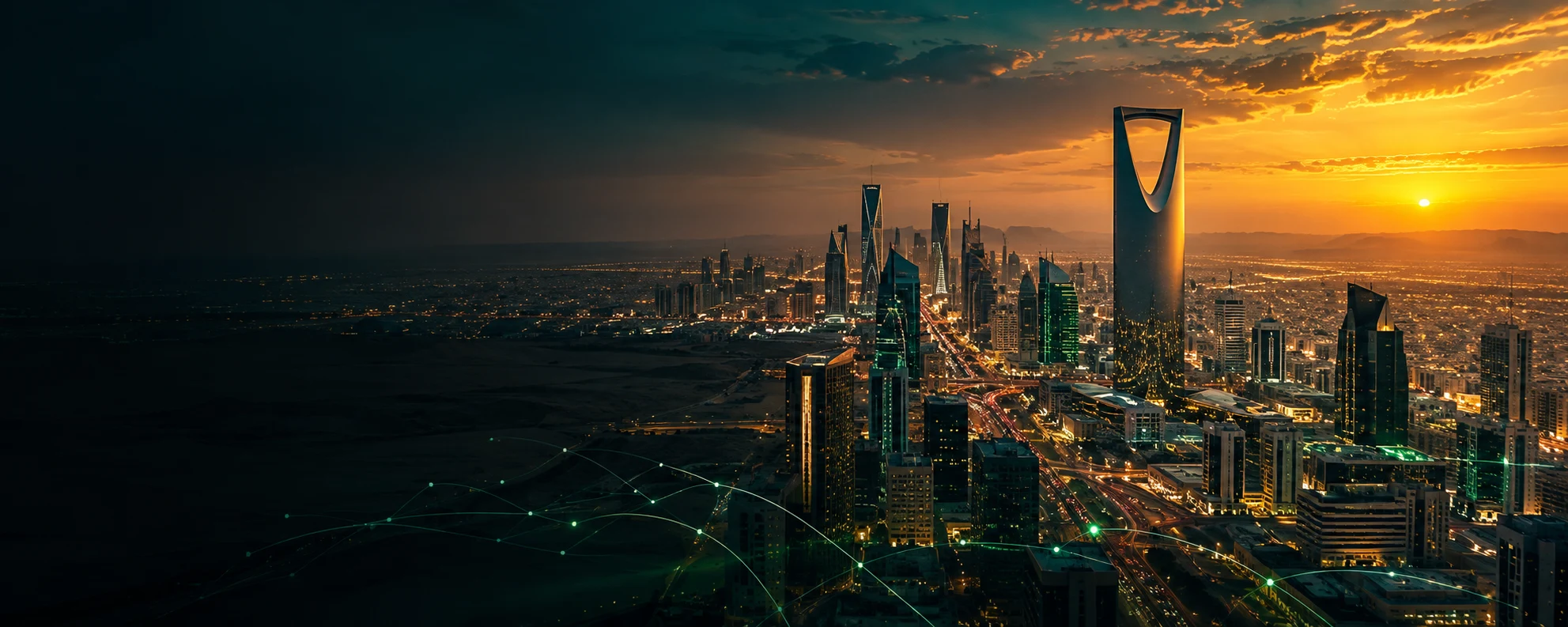 تصوّر فني لأفق الرياض عند الغروب
